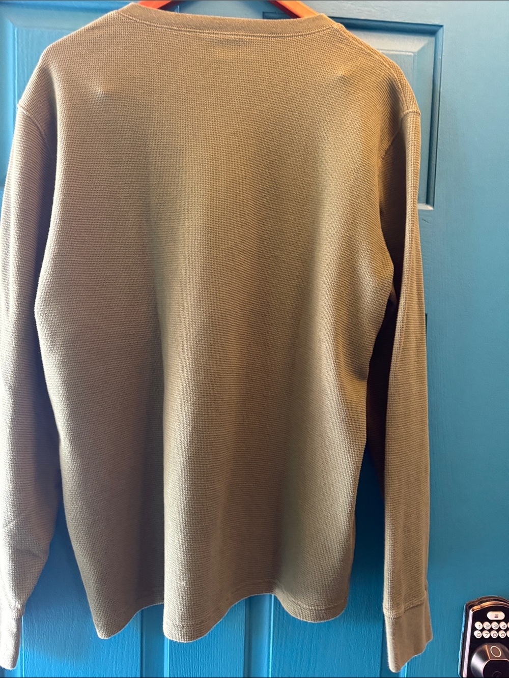 American Eagle Olive Waffle Knit Henley Top - Picture 3 of 4